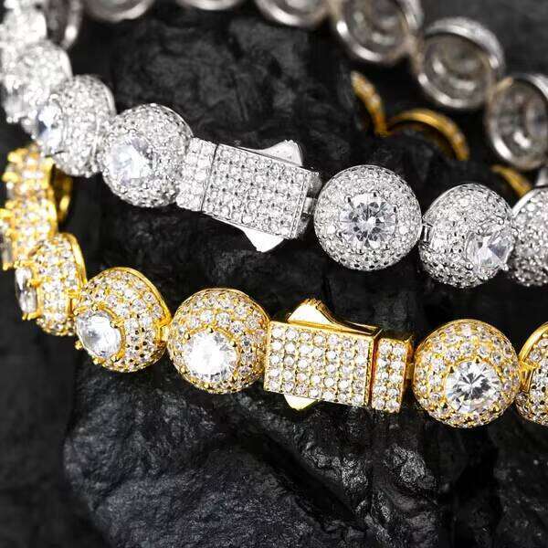 High Quality Unisex Iced Out Round VVS1 Moissanite Cuban Chain Necklace Sier For Men Hip Hop Jewelry