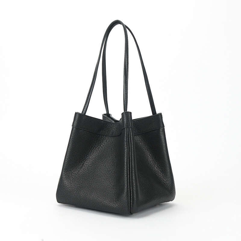 Autumn Winter Niche Design Handheld Basket Large Capacity Commuter Tote Genuine Leather Single Shoulder Wing Women's Bag