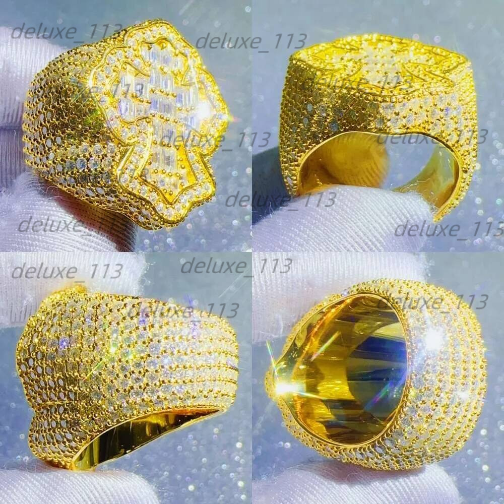 Band Rings Zuanfa Moissanite Jewelry Hip Hop Cross Baguette Vvs Dia Ring 2024 Designer Ring For Women Engagement High Quality Fashion