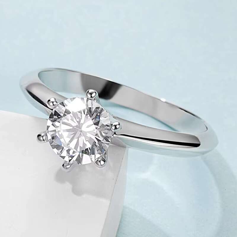 Luster 925 Sterling Silver Certified Moissanite Rings Dcolor VVS 0.5ct 1ct 1.5CT Moissanite Silver Wedding Ring for Women