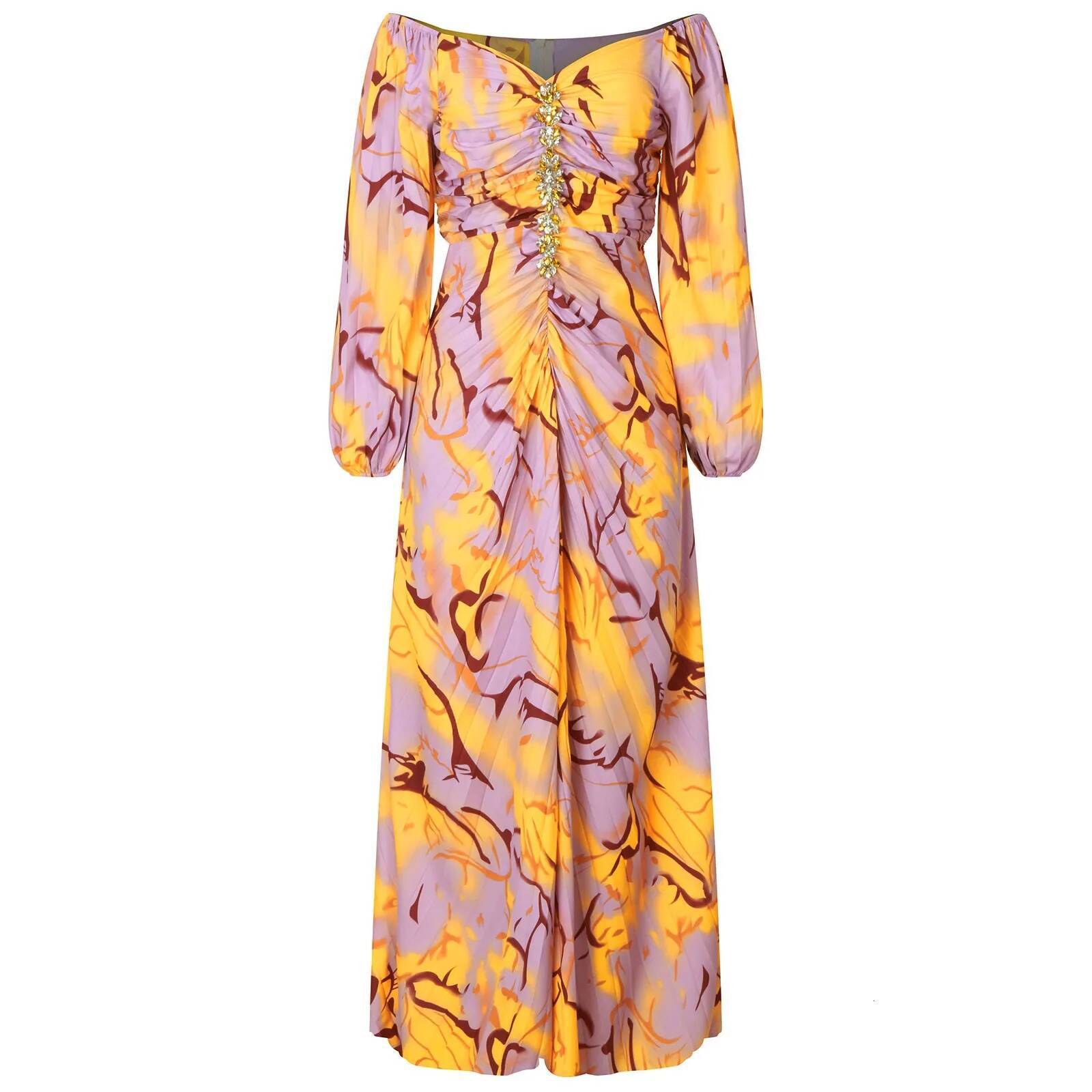 Korean Dongdaemun 2024 Ladies Gathering Pleated Long Sleeved Dressloose Casual Womens Dress