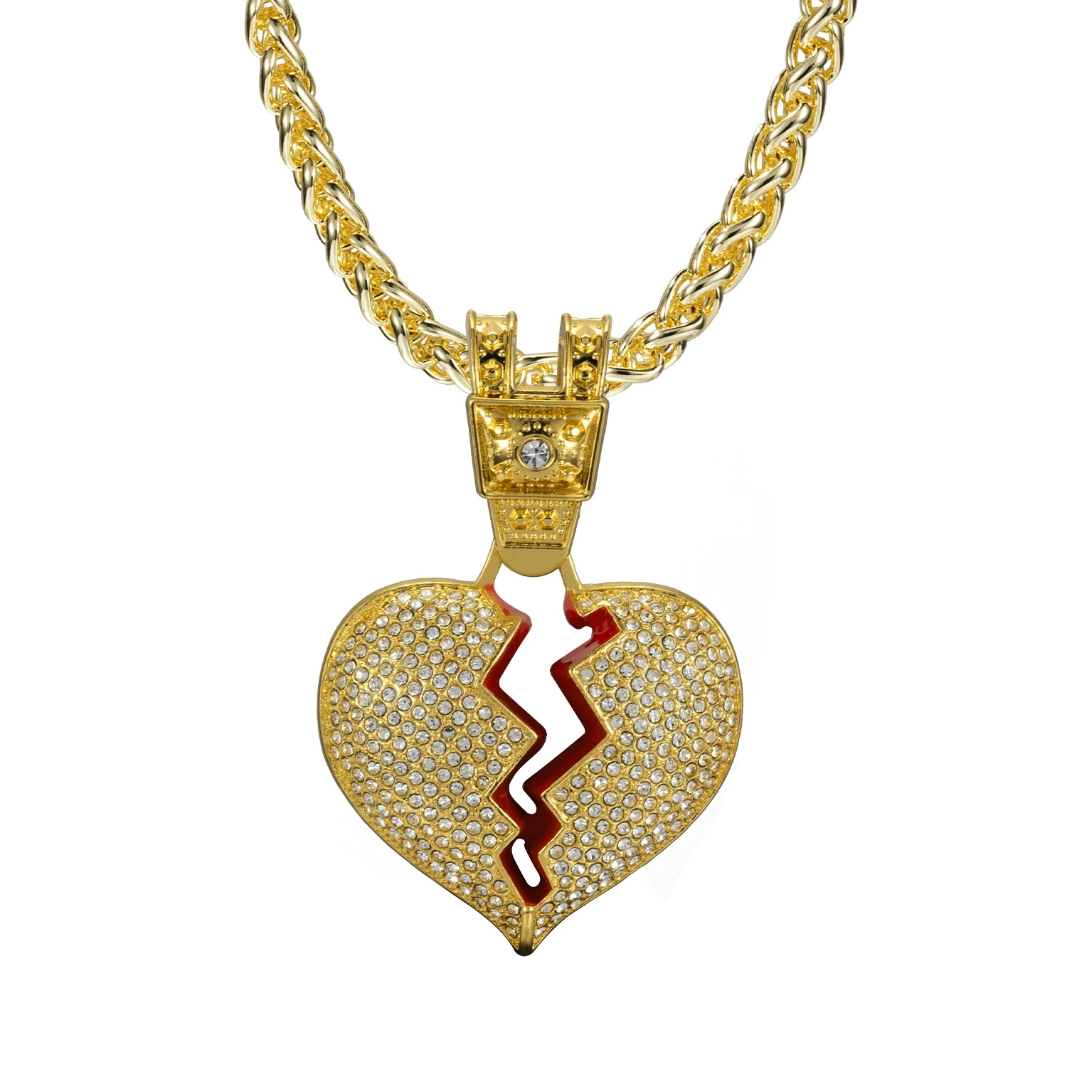 Classic Cuban Link Necklace with Heart-Shaped Elements - Versatile Accessory
