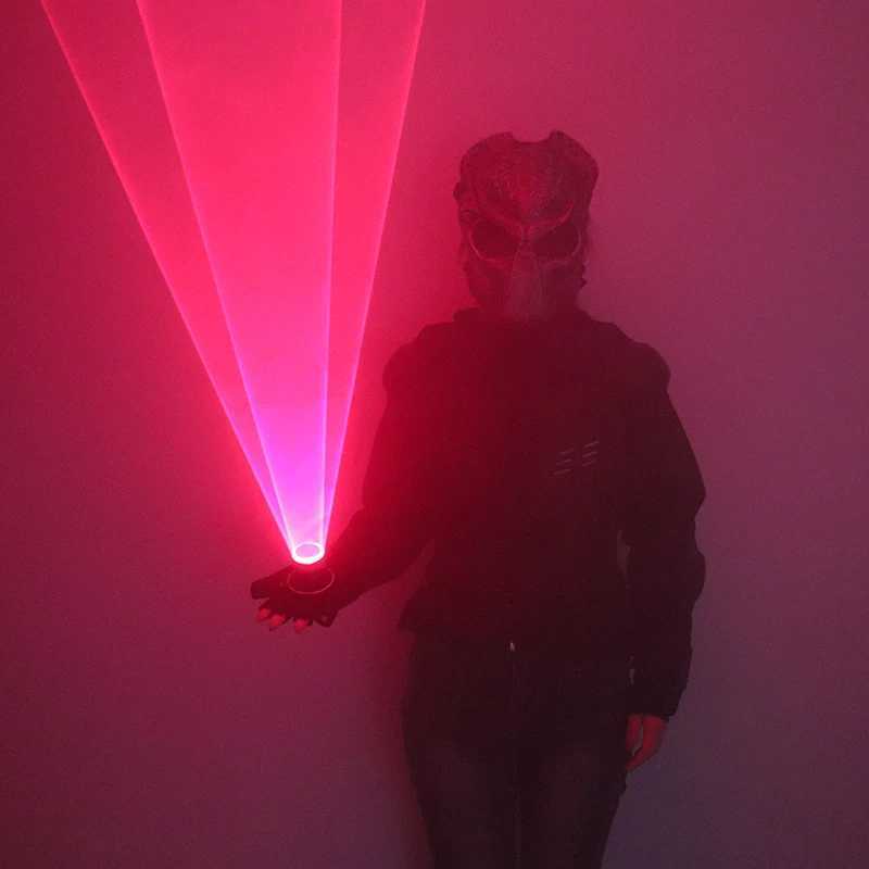 New 650nm Red Auto Rotating Laser Gloves Handheld Laser Cannon Light Up LED Vortex Gloves For DJ Dancing Club Party Show W250528