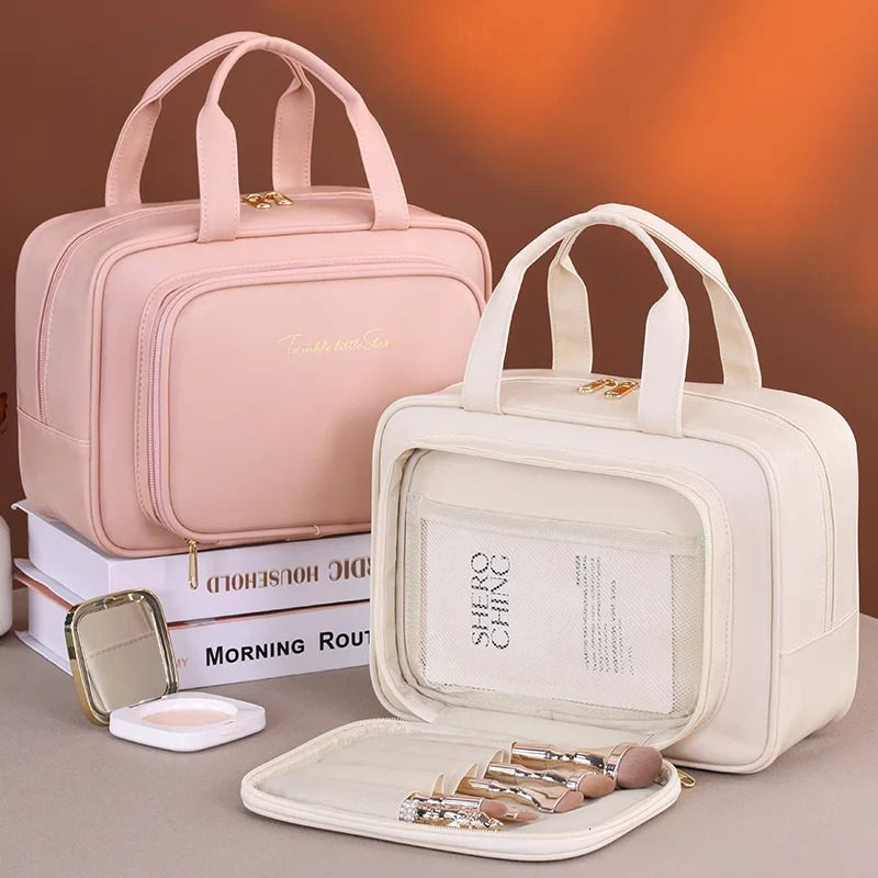 PU Leather Cosmetic Bag For Women Multifunctional Portable Storage Makeup Bag Large Capacity Travel Toiletry Storage Bag 250527