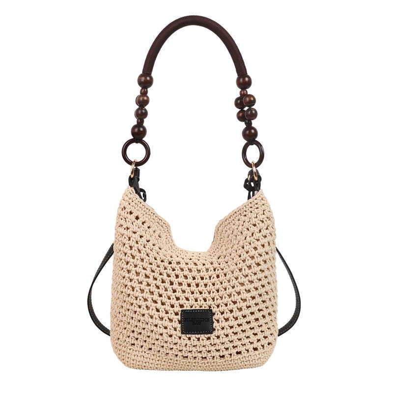 Spring Summer Fashion Hollow Weaving Bag for Womens Simple Shoulder Bag Large Capacity French Commuter Crossbody