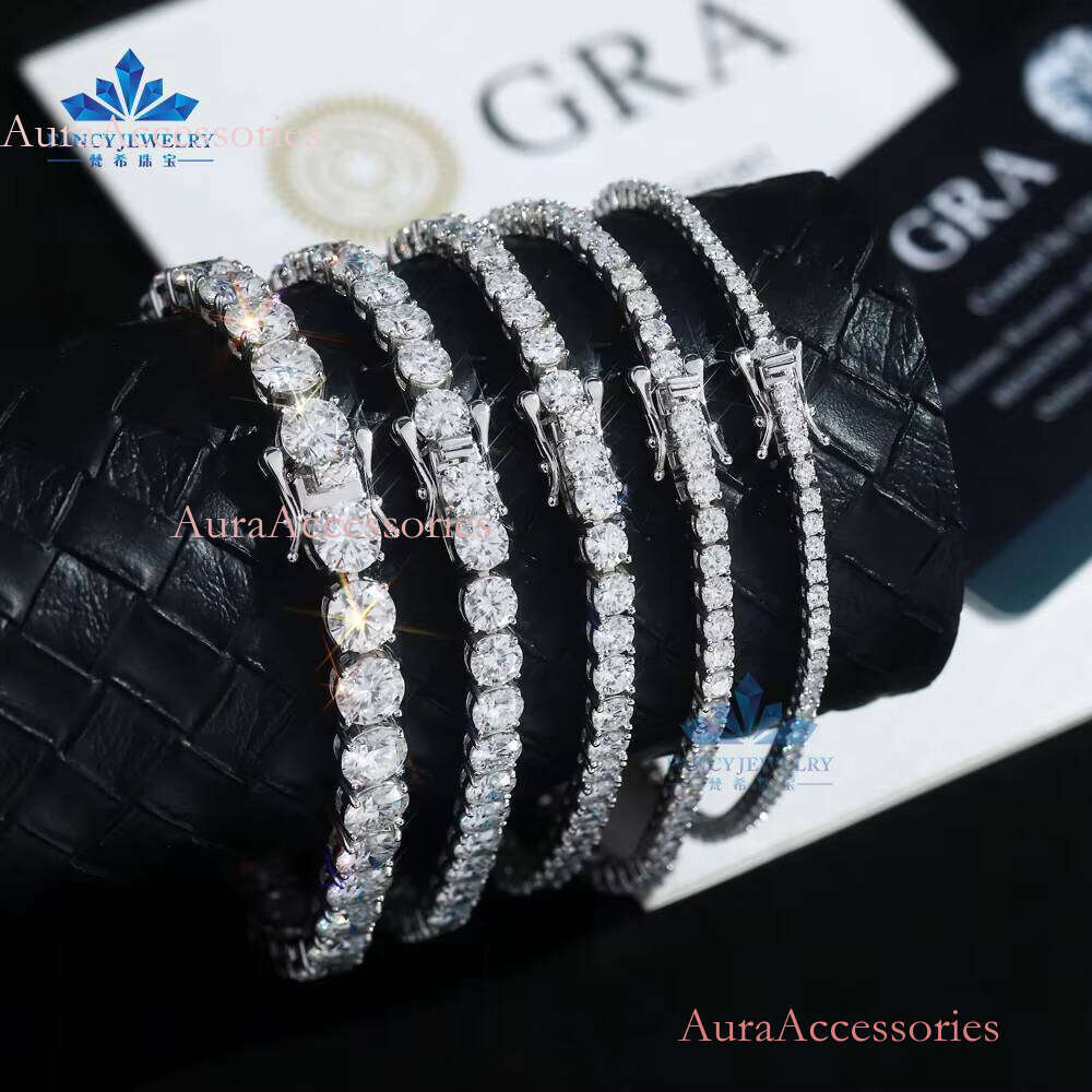 High Quality 2mm 3mm 4mm 5mm Dia Chain Moissanite Tennis Bracelet Unisex Sterling Sier Jewelry Wholesale