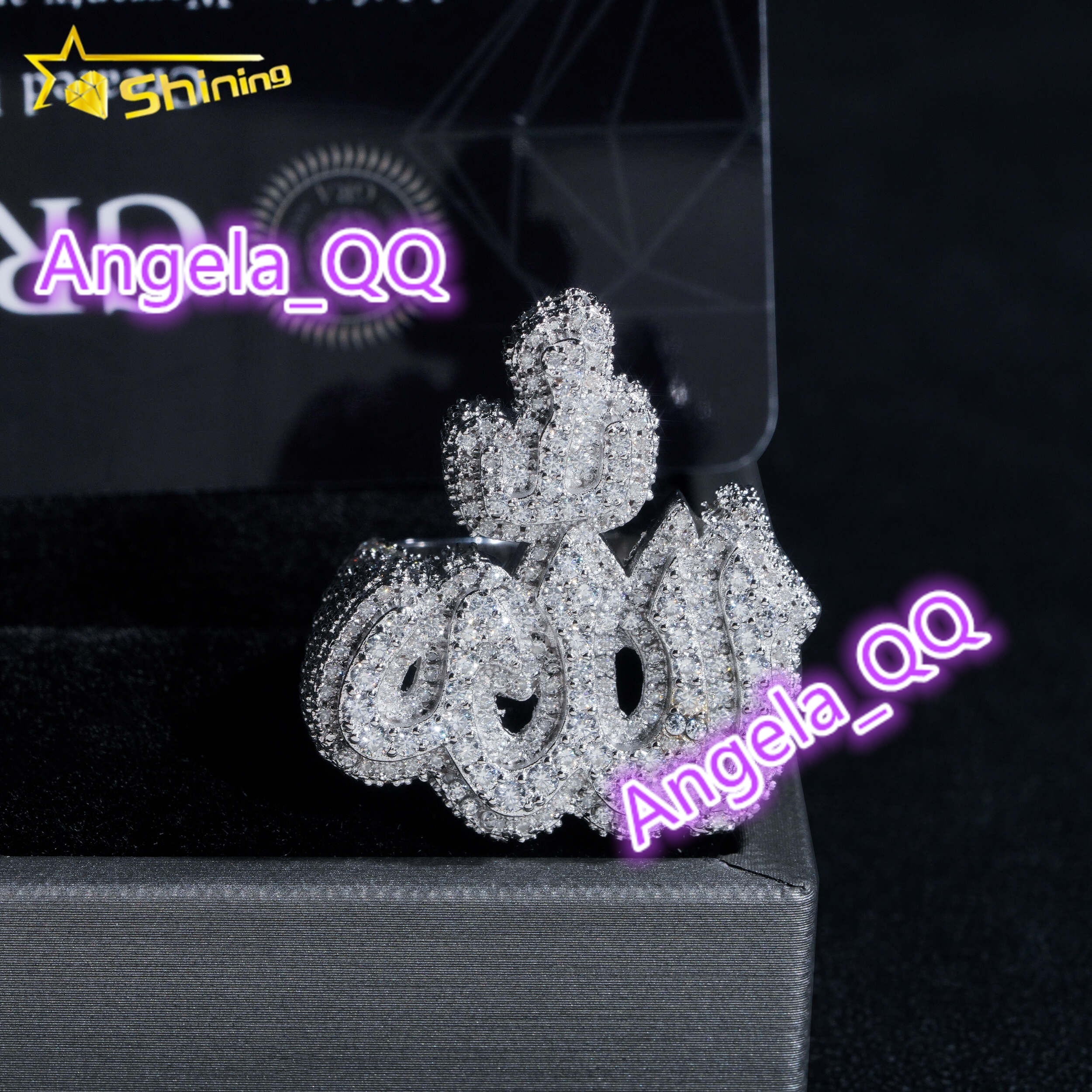 GRA Pass Diamond Tester 925 Sterling Silver Gold Plated Hip Hop Jewelry New Style VVS Diamond Moissanite Men Ring Allah