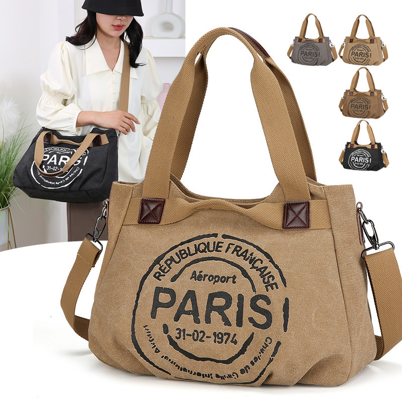 Luxury Brand Designer Bag Handheld Canvas For Women 2024 New Trendy Korean Letter Tote Casual Large Capacity Commuting Bag
