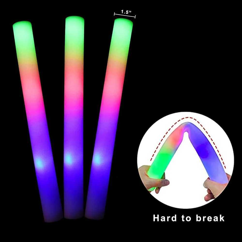 156PCS foam glow sticks LED Glow Foam sticks with 3 flicker modes change wedding Halloween Christmas concert supplies W250528
