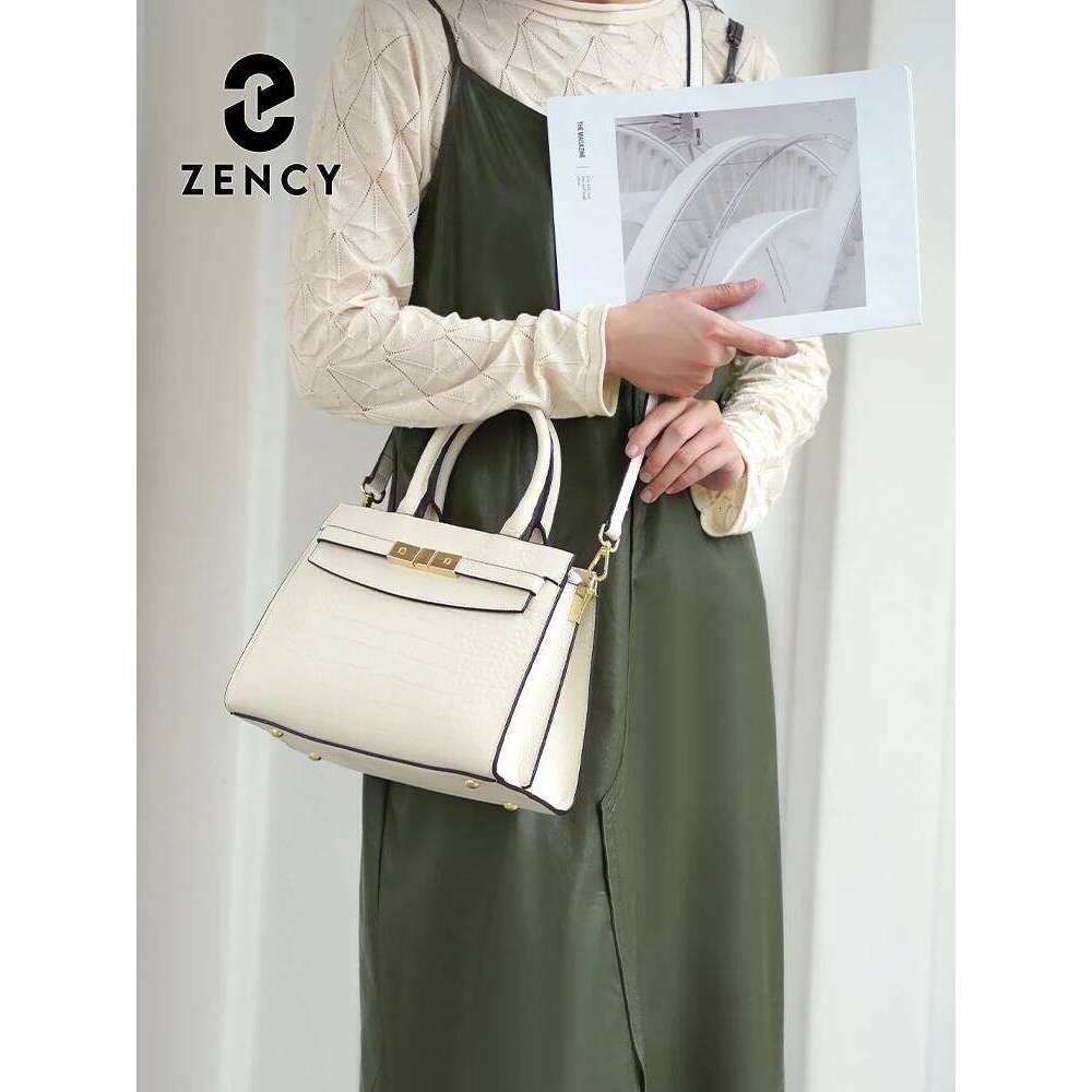 Zency Ladies Cow Skin Fashion Handbags Genuine Leather Top-Handle For Work Designer Texture Crossbody Mom Bag Top