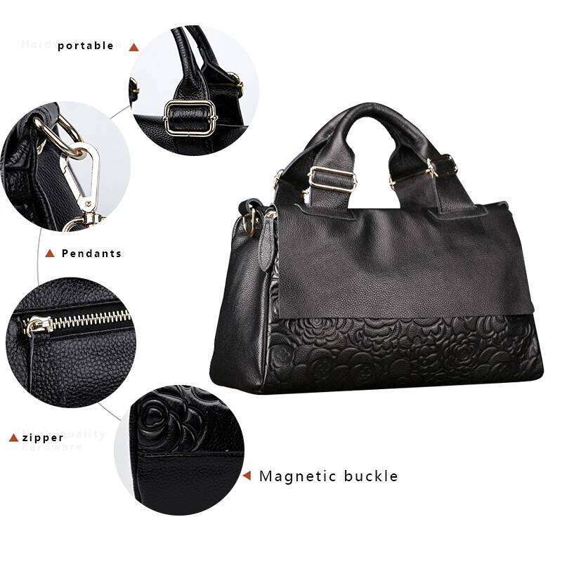 2023 New Genuine Leather Handbag Big Fashion Cowhide Large Capacity Women's One Shoulder Crossbody Bag