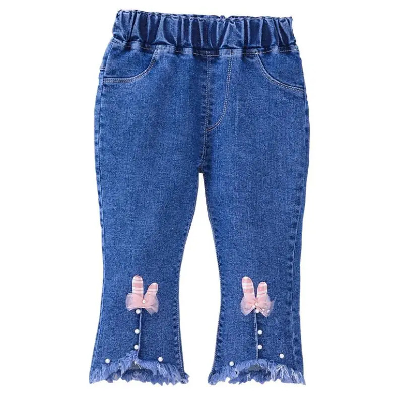 Childrens Jeans Spring and Autumn Girls Cartoon Elastic Horn Baby Fashion Pants 05 Years Old 250528