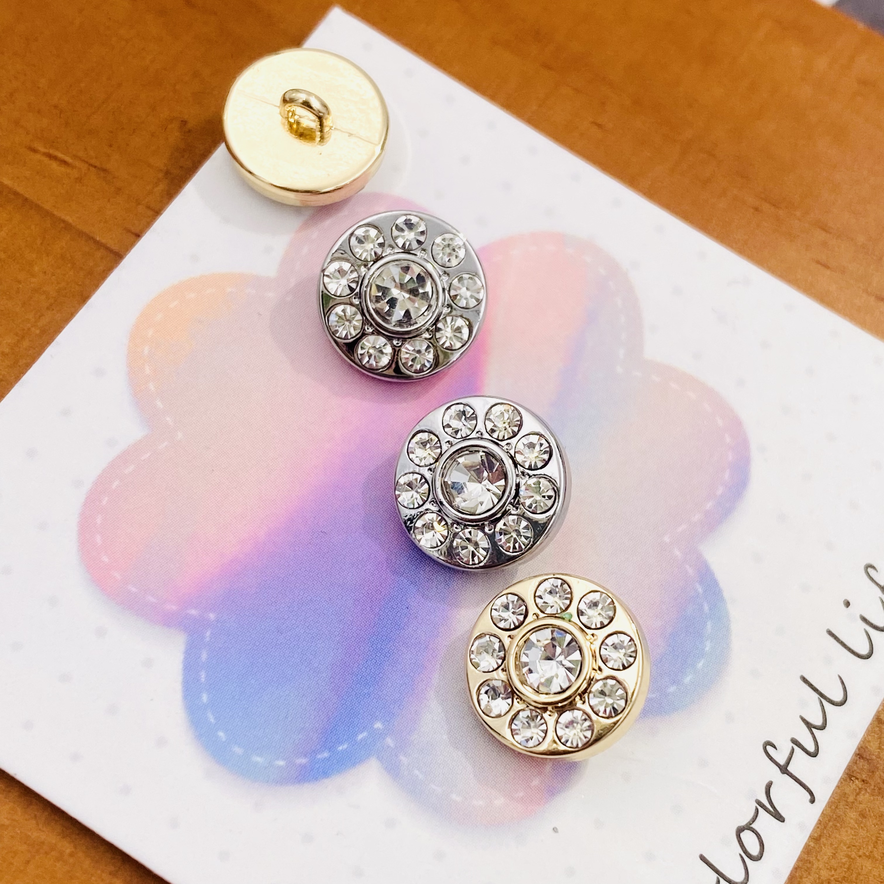 5-pack small fragrant style full diamond crystal button round sweet and luxurious high-end women's shirt sweater dress button