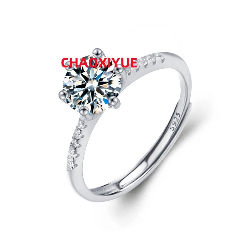 Classic Design 1ct VVS Moissanite 925 Sterling Silver Engagement Wedding Ring for Women Fine Jewelry Iced out