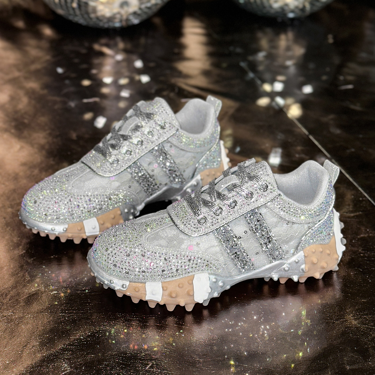 2025 Luxury Diamond Women's Casual Shoes Designer Fashion Sports Shoes High Quality Shining Women's Running Shoes Comfortable Vulcanized Sho