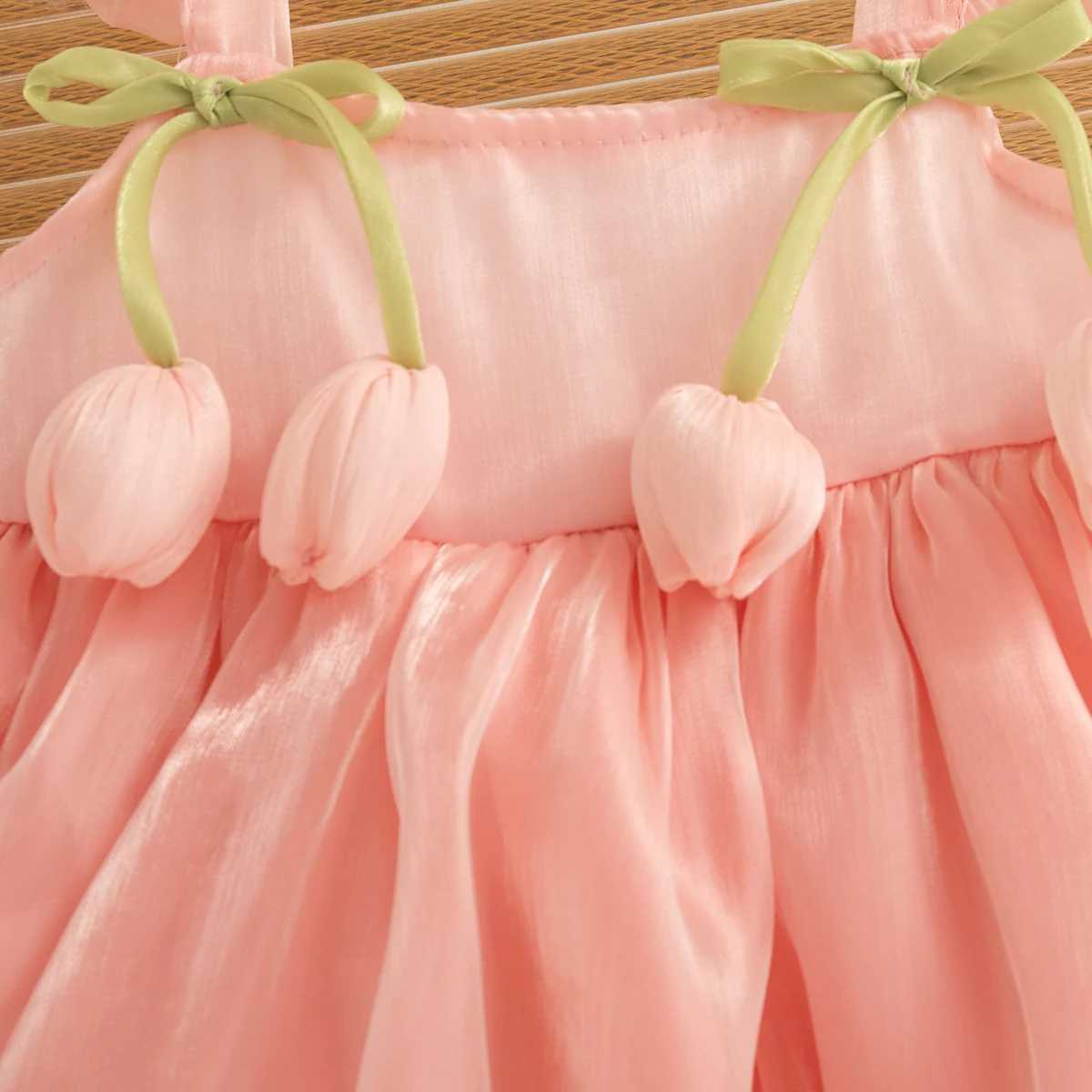 Baby Girl Clothes Summer Tulip Pattern Solid Color Halter Puffy Girl Kids Dress Cute Casual Princess Dress for Baby Girl X250528