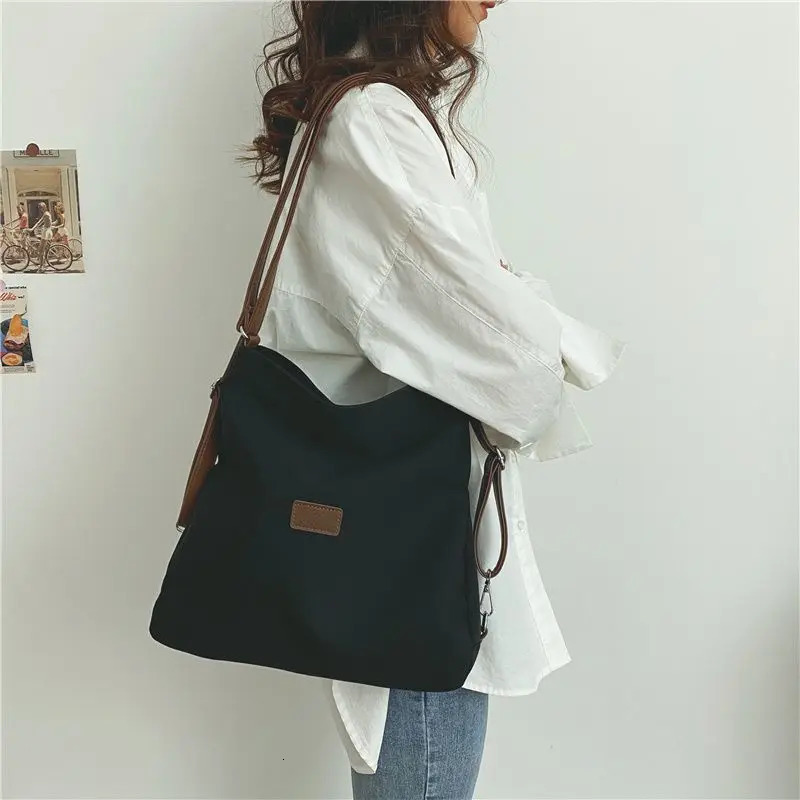 Large Capacity Fashion Canvas Shoulder Bag Womens Leisure Literature and Art Simple Solid Color Crossbody Backpack 250527