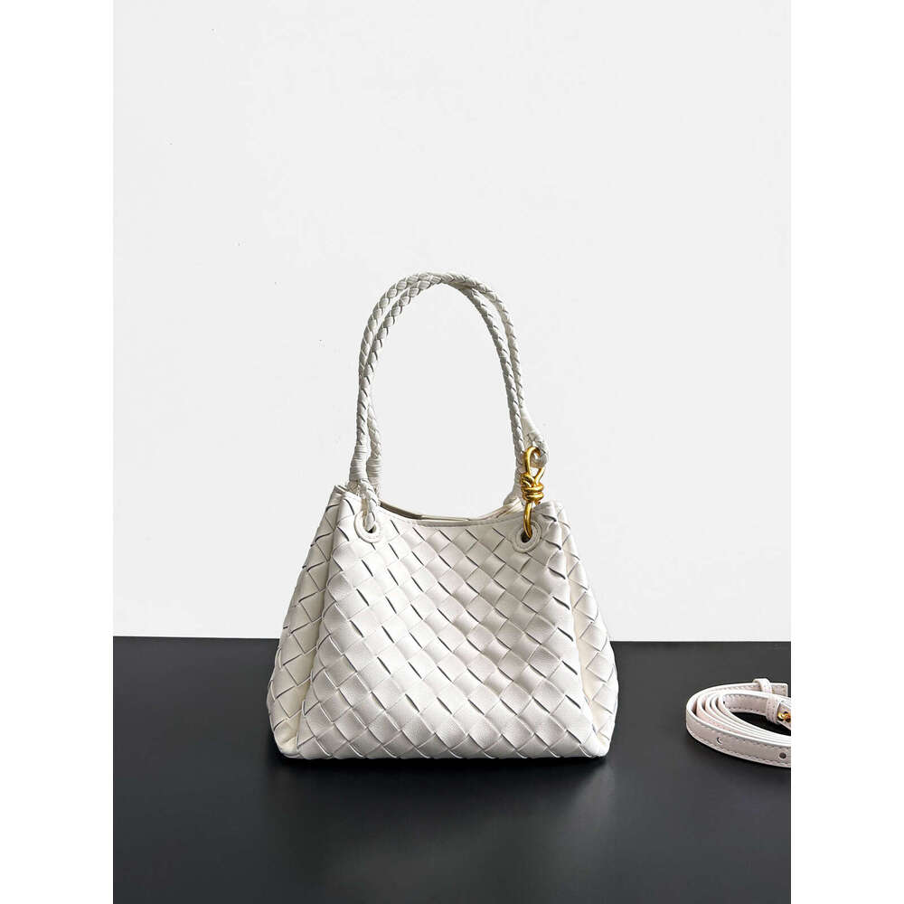 Tote Bag Braided Handbag New Genuine Leather Woven Parachute Shu Qi Same Style Handheld Basket Large Capacity Cowhide Bucket Bag Shoulder Bag