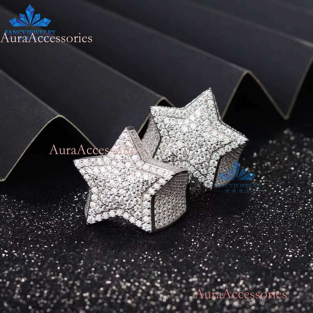 Cheap Price Unisex Moissanite Hip Hop Durable Sier Jewelry Ice Out Five Star Finger Ring for Daily Wear