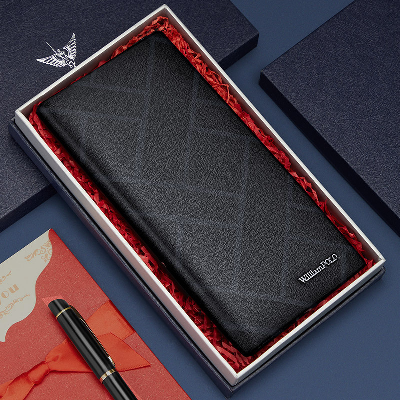 Free Shipping Designer Bag Men's Fashion Business Wallet Premium Leather Long Thin Handbag Large Capacity Luxury Card Bag Mobile Phone Bag
