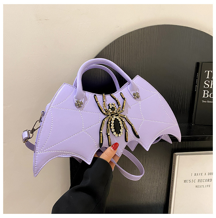 Dark Rhinestone Spider Bat Shape Crossbody Bag Goth Women Embroidery Handbag Purse Handbags Punk Designer Shoulder Bag