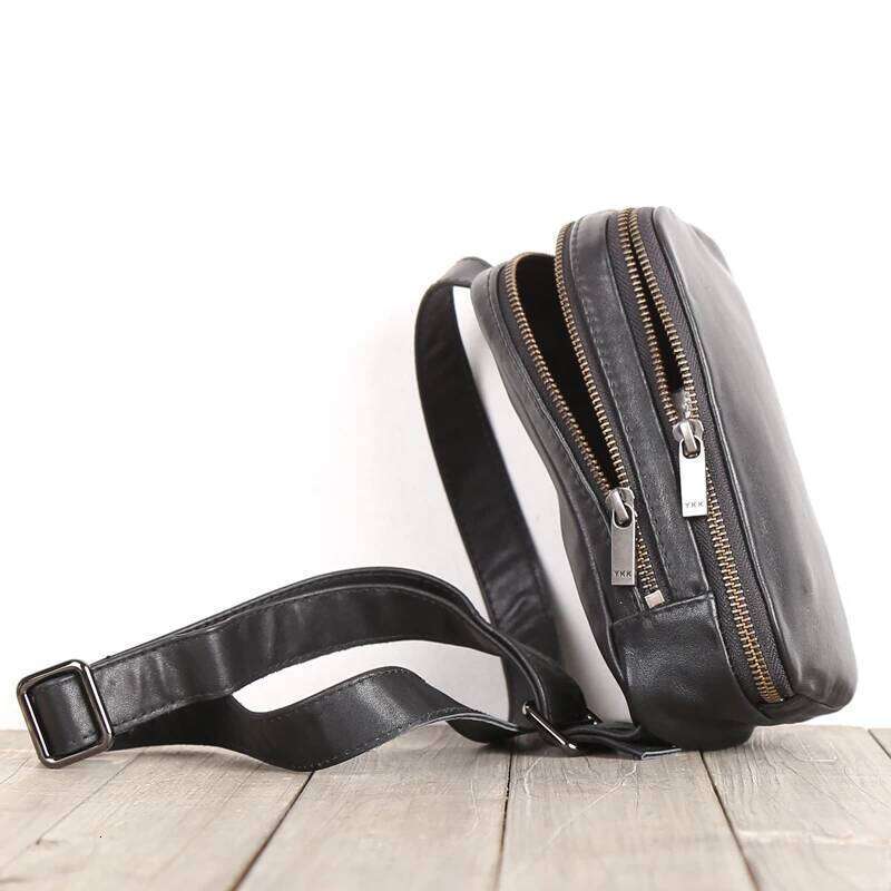 Men's Chest Genuine Leather Small Crossbody Bag Handmade Messenger Pack Cell Phone Bags Cowhide Unisex Satchel