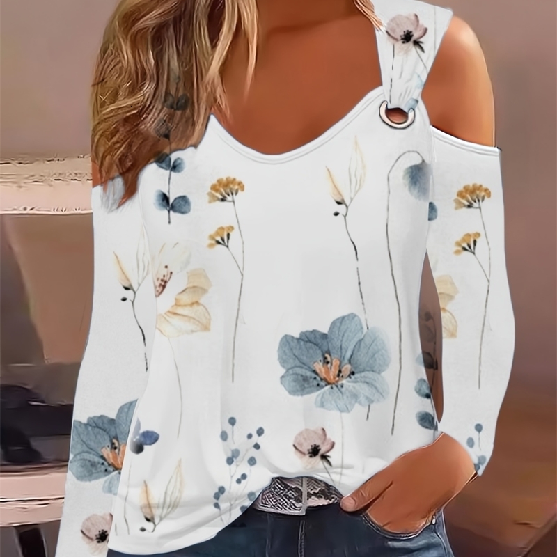 Plus Size Autumn Simple Metal Button Vneck Womens Shirt 2023 Sexy Casual Tshirt Pulling Top y250430Z