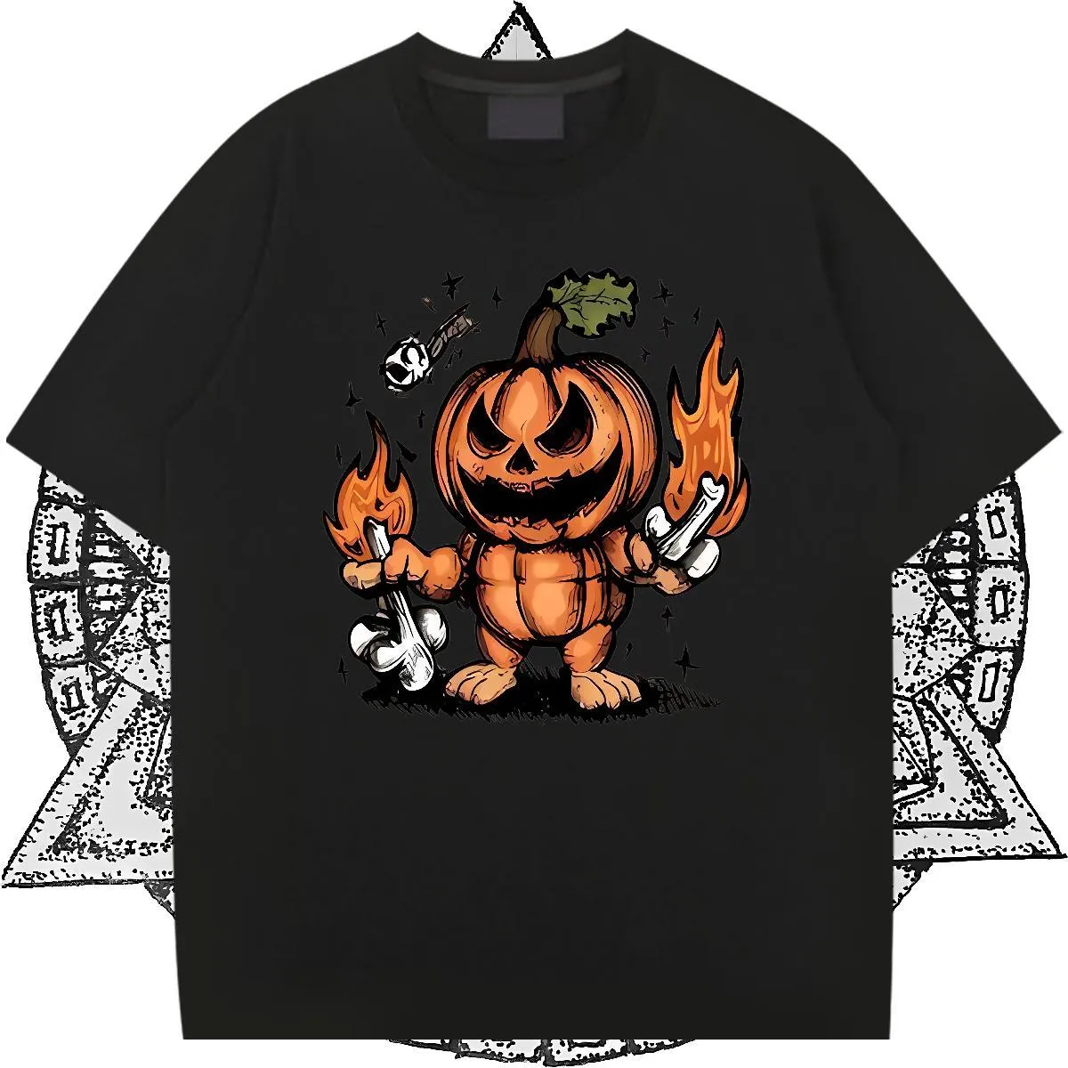Fashion Casual T-Shirts for Men 230g 100% Cotton halloween Summer Casual Tee Shirt Round Neck Short Sleeve Comfortable Men Clothes T-Shirt DIY Printed