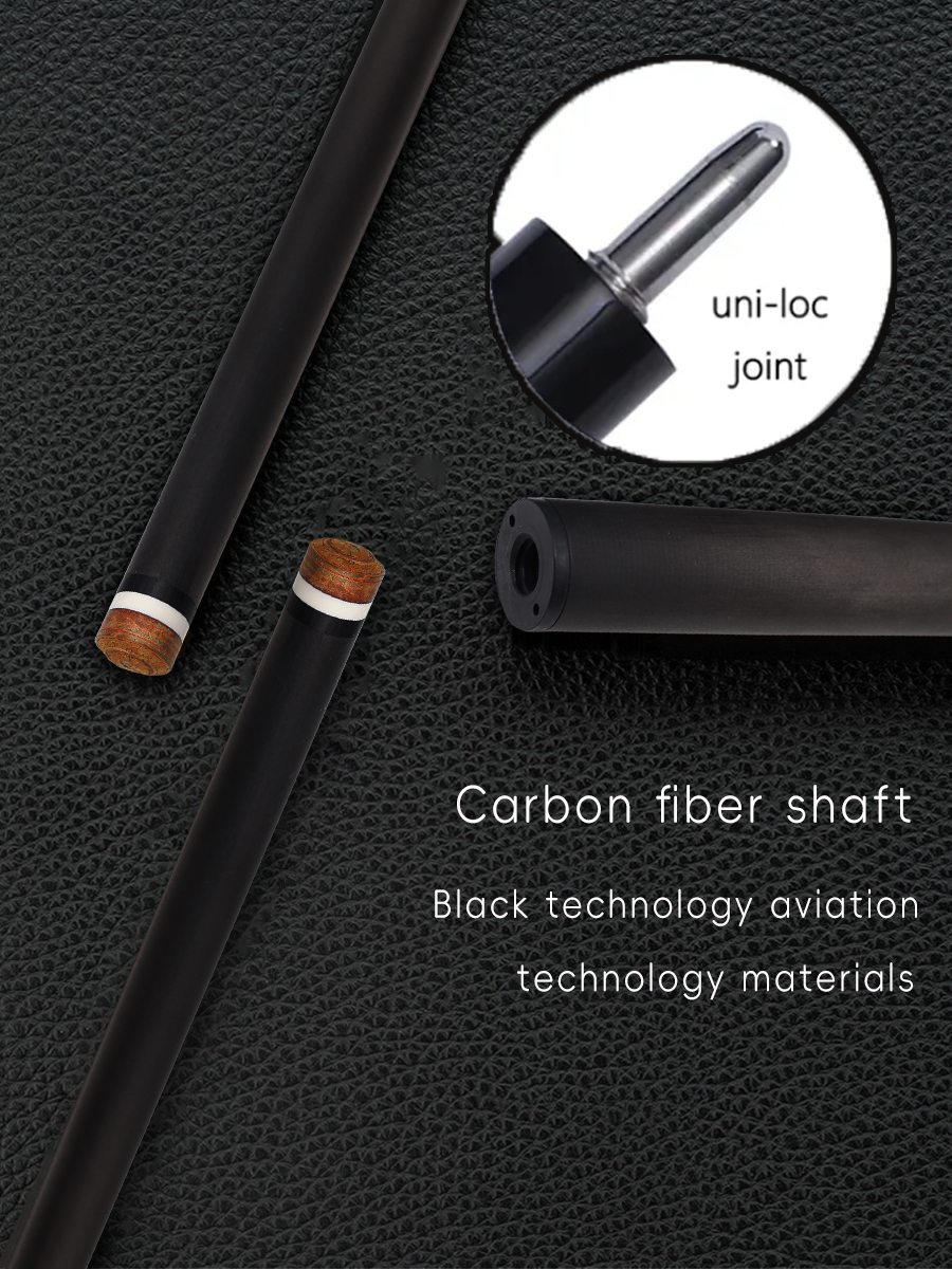 OKHEALING - 30in Uni-loc Joint Carbon Fiber Pool Cue Single Shaft, Customized Tip 9.5mm, 11mm, 11.8mm, 12mm, 12.4mm, 13mm, Low Deflection Technology, 