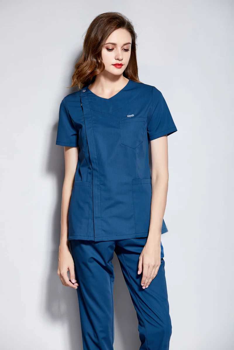 Summer Front Side Zipper Opening Nurse Uniform Women Short Slve Hair Beauty Skin Caring Working Overall Dental Medical Clothes X250528