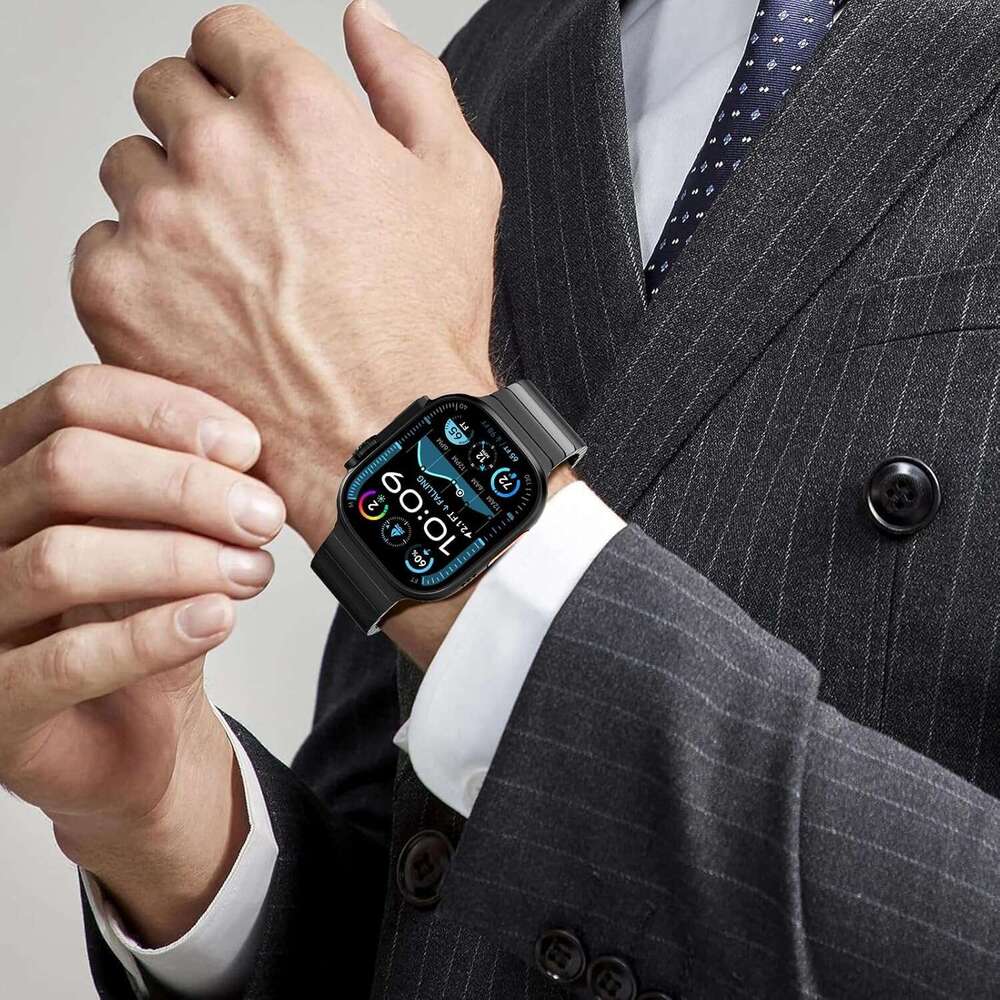 Stainless Steel Ultra/Ultra Link Bracelet 44mm 45mm, Metal Band Folding Clasp Compatible with Apple Watch Series 10 9 8 7 6 5 4 3 2 1 SE (Black, 49mm