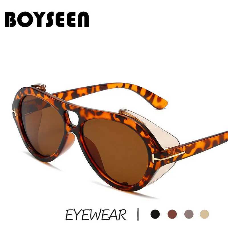 BOYSEEN Oversized Sunglasses Men Women Classic Luxury Red Side Shield Sun Glasses Vintage UV400 W250528