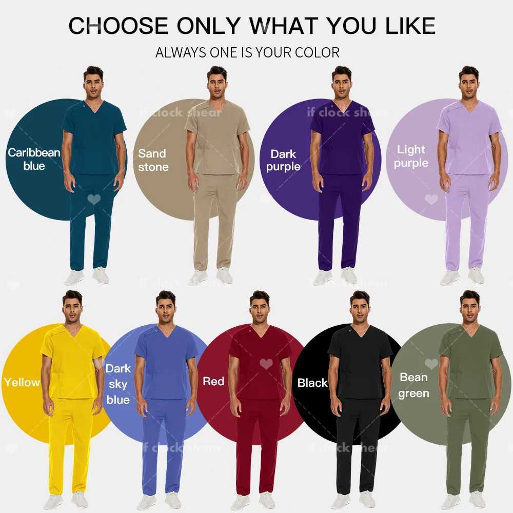 Nurse Uniform Medical Man s Suit Beauty Sn Workwear Surgical Uniforms Stretch Scrub Tops Pants Suit Doctor Surgery Overalls X2505281