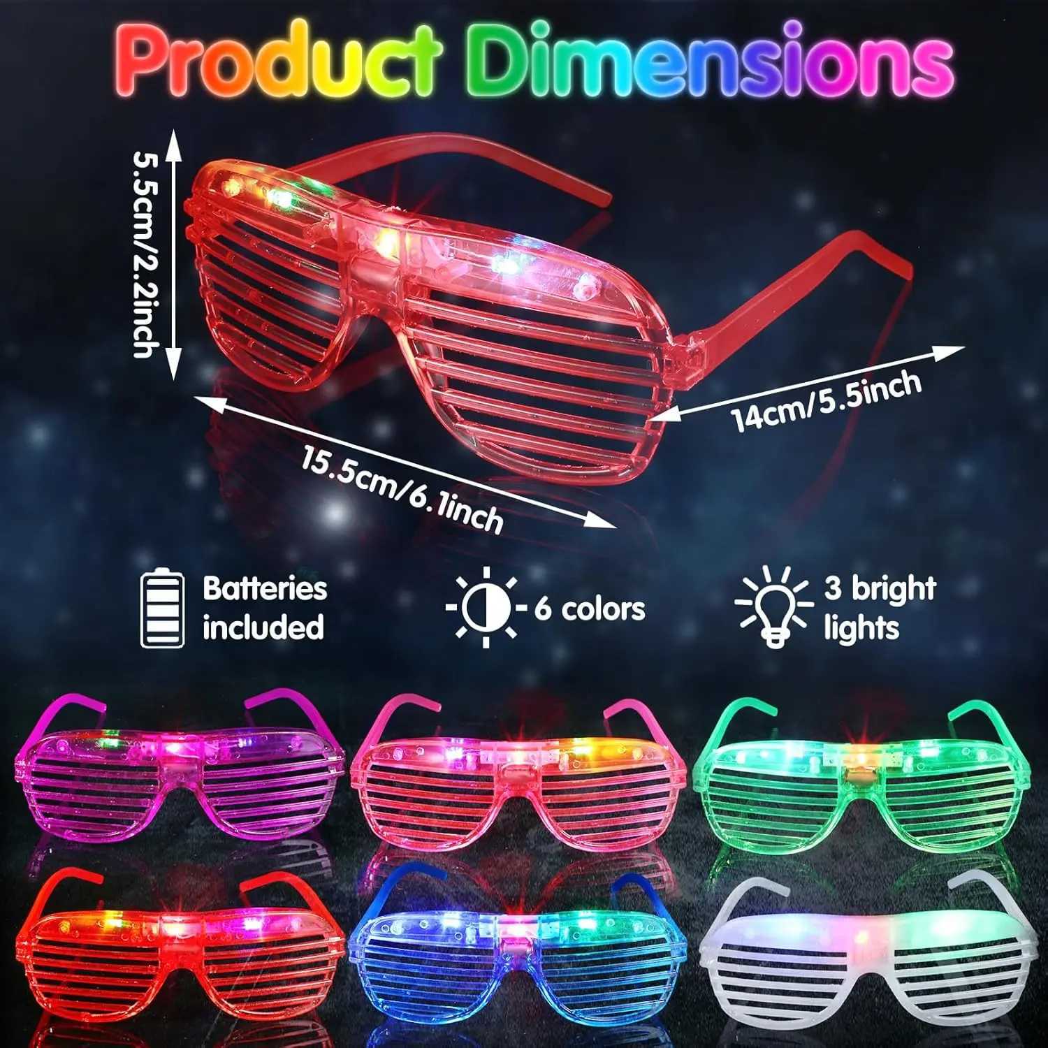 96-Pack LED Party Supplies 48 Glow Glasses 48 Bracelets Neon Flashing Gifts for Bachelor Carnival Birthday Wedding W250528