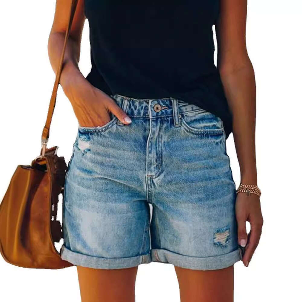 Shorts Women Denim Shorts Summer Fashion Street Style Rolled Hem Distressed Straight Leg Women S Denim Shorts Jean Shorts