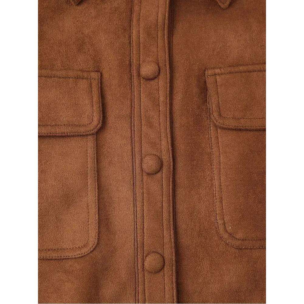 Autumn and Winter American Retro Casual Fashion Versatile High-End Style Western Slim Brown Jacket for Women