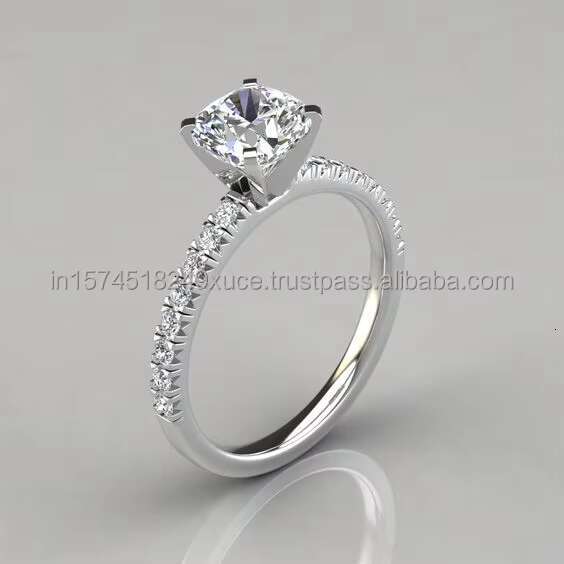 Classic Square 1Ct Moissanite VVs1 Ring 925 Sterling Silver Stainless Steel Band Fashionable Silver Gold Wedding Engagement Ring