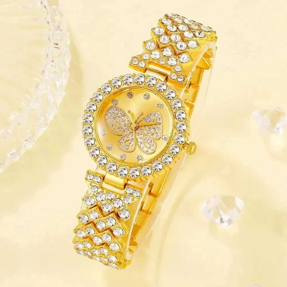 Womens Butterfly Dial Watch Brand Design Female Clock Womens Steel Bracelet Watch Quartz Luxury Fashion Diamond XJ250527