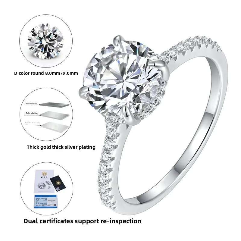 Simple 925 Sterling Silver Wedding Ring for Women Moissanite Ring Wholesale Engagement Designer Jewelry Fashion Rings