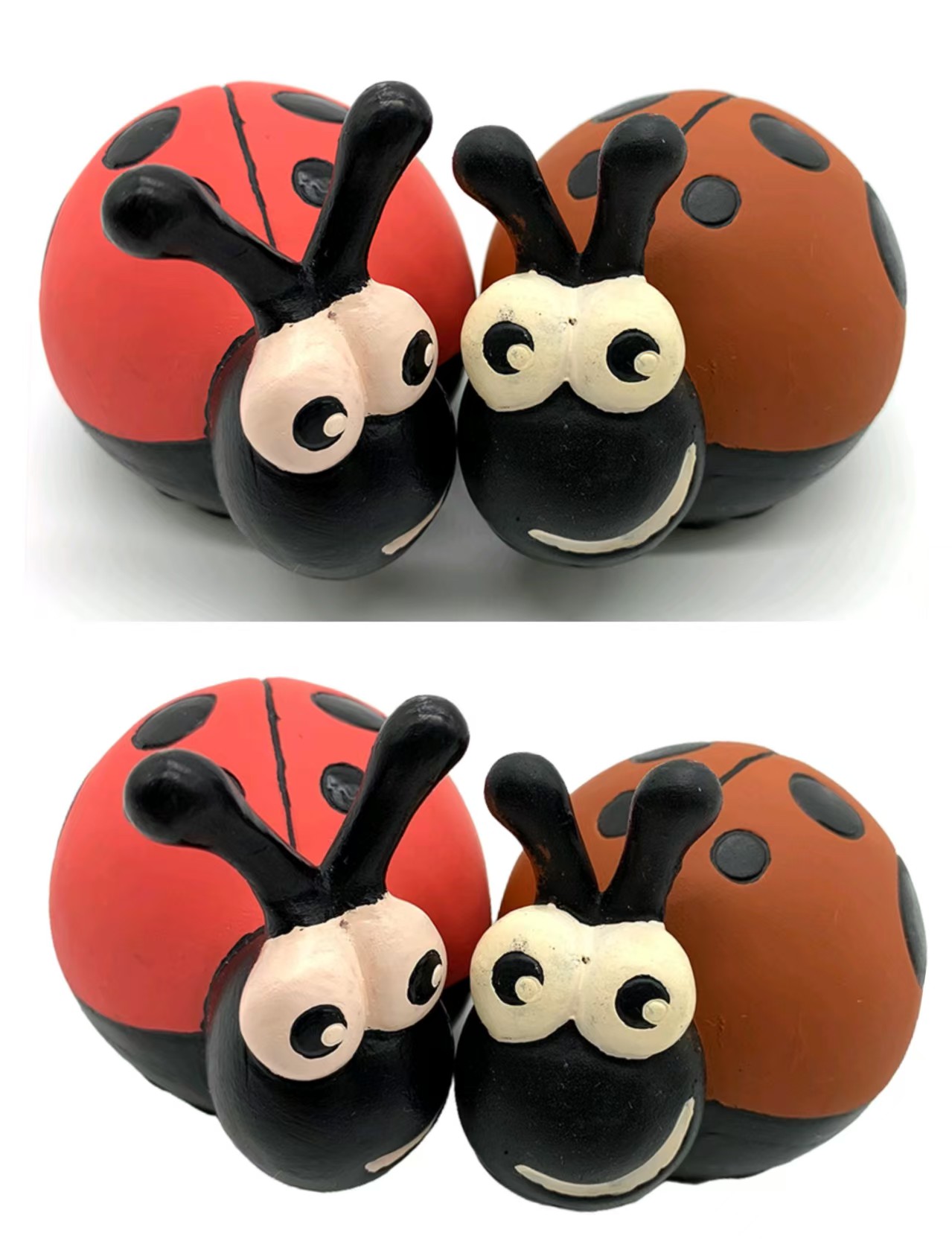 Latex Screaming Ladybird Puppy Toy Soft Natural Rubber Squeaky Chewy Dog Toys for Interactive Play 4pcs in One Pack