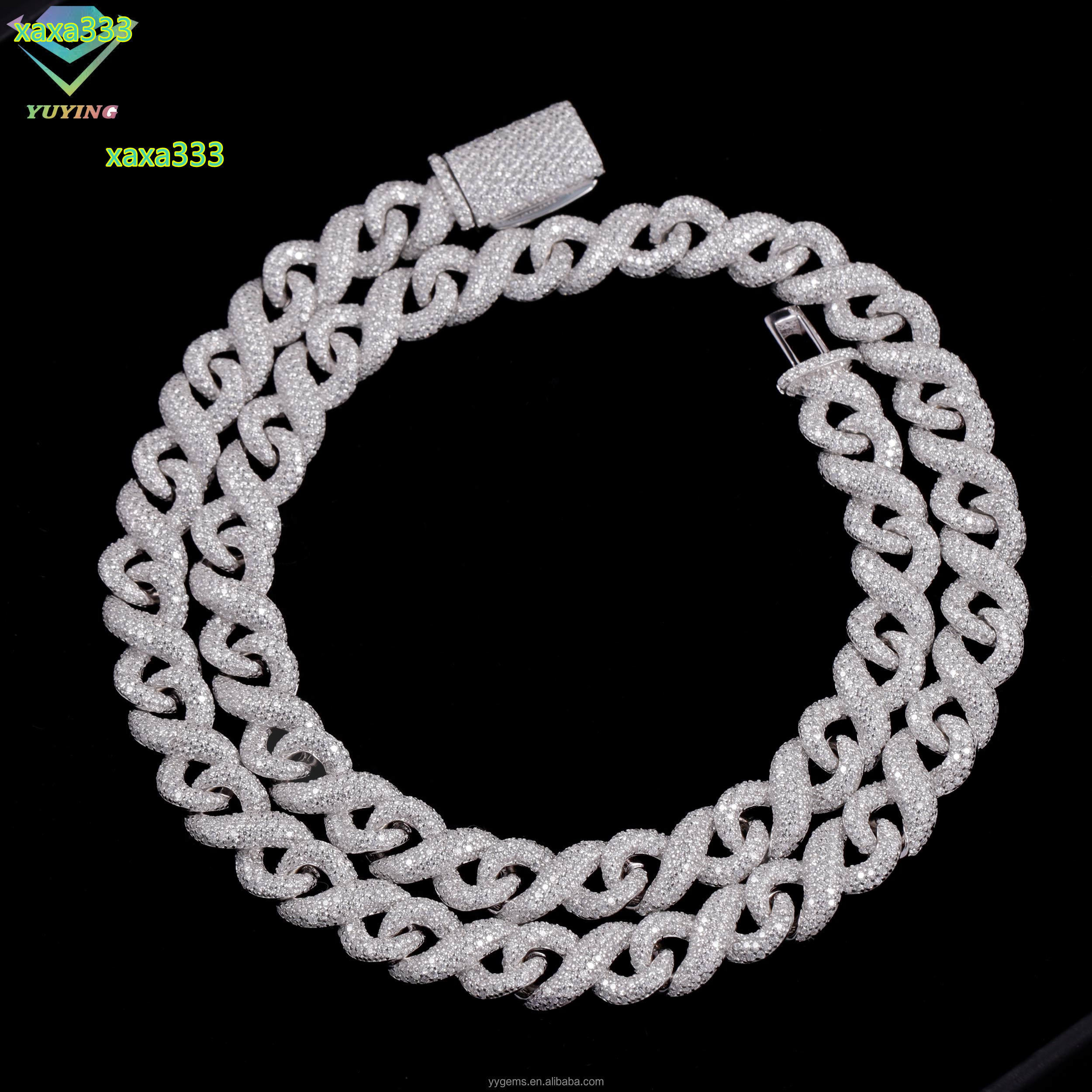 Custom Wholesale Drop Shipping 18K Gold Plated Hip Hop Infinity Chain VVS Moissanite Diamond Iced Out Necklace Link Chain