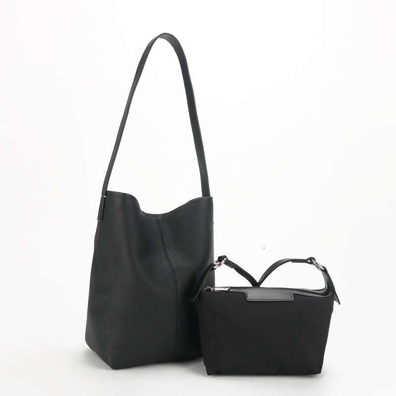 New Large Capacity Genuine Leather Tote Simple Versatile First Layer Cowhide Mother-Daughter Fashion Single Shoulder Bucket Women's Bag