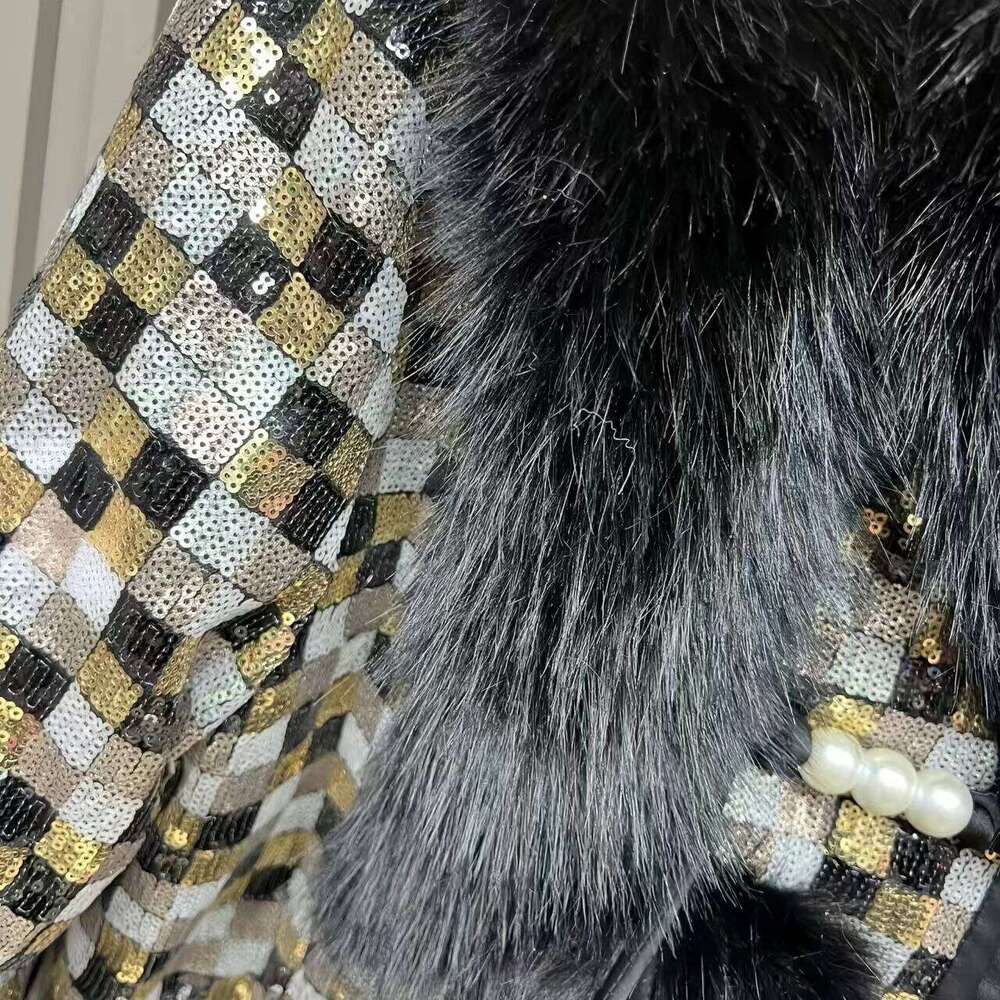 Faux Fur Coats for Women,Single Breasted Jacket,Thicken Warm Female Clothes, High Quality,Sequins,New, Winter, 2025