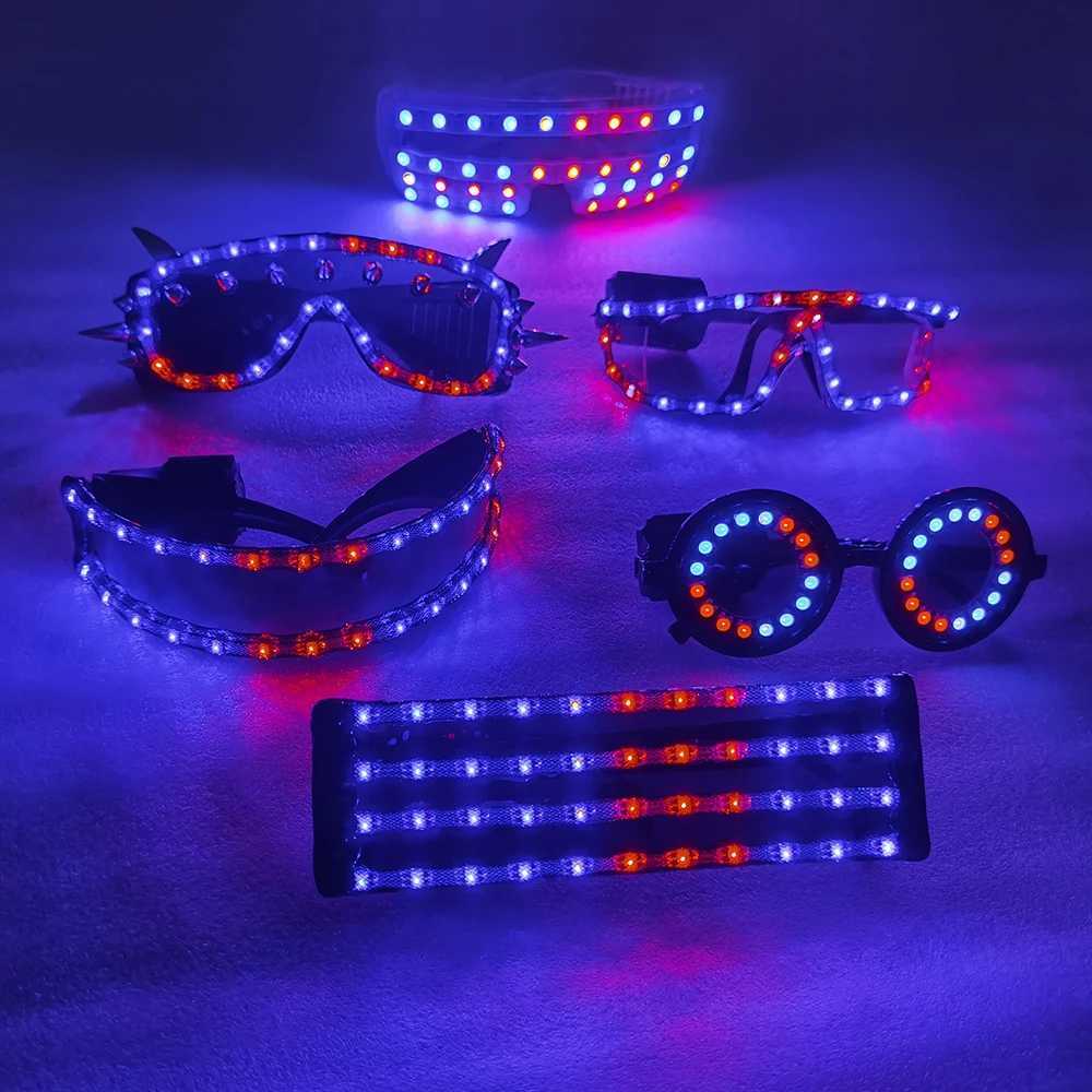 Full color remote control Burst Flashing LED Glow Glasses LED Glasses Rivet Punk Glasses Laser Glasses For Christmas Party W250528