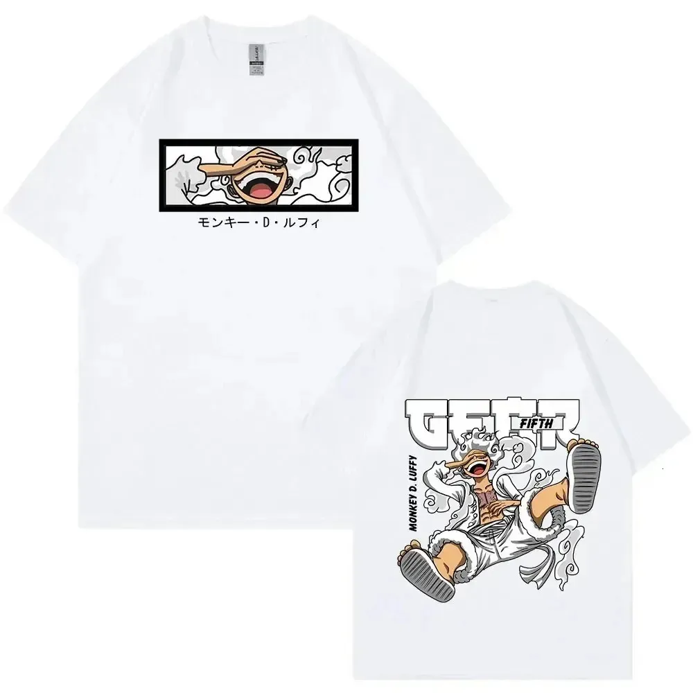 Anime Straw Hat Nika Gear 5 Monkey D Luffy Wanted Poster Manga Unisex Men T Shirt Camisetas de Hombre Harajuku Shirts 240412