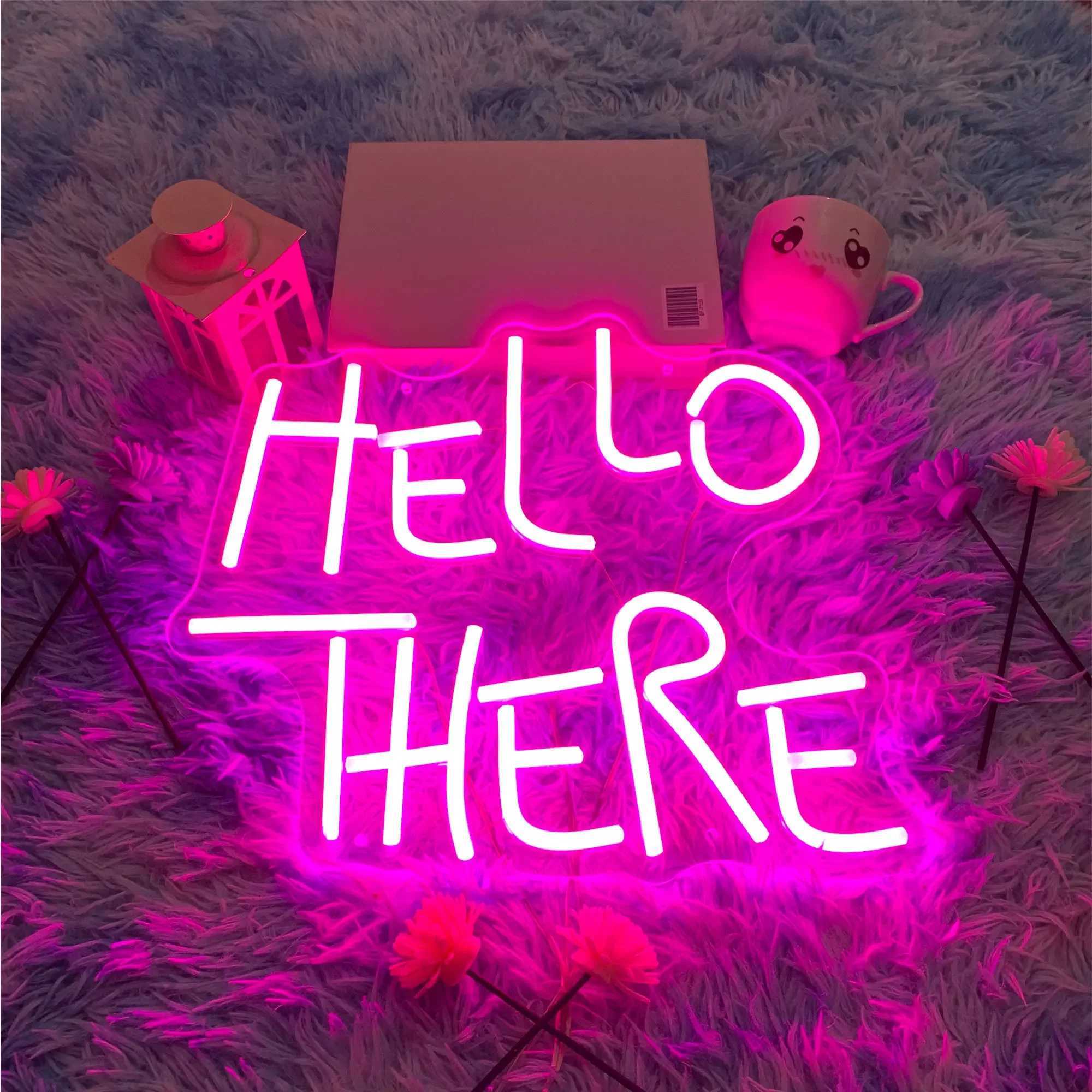 LED Neon Iareti Hell Here Hello There Halloween Duvar Dekoru Korku Filmi Aksesuar rktc Parti W250528