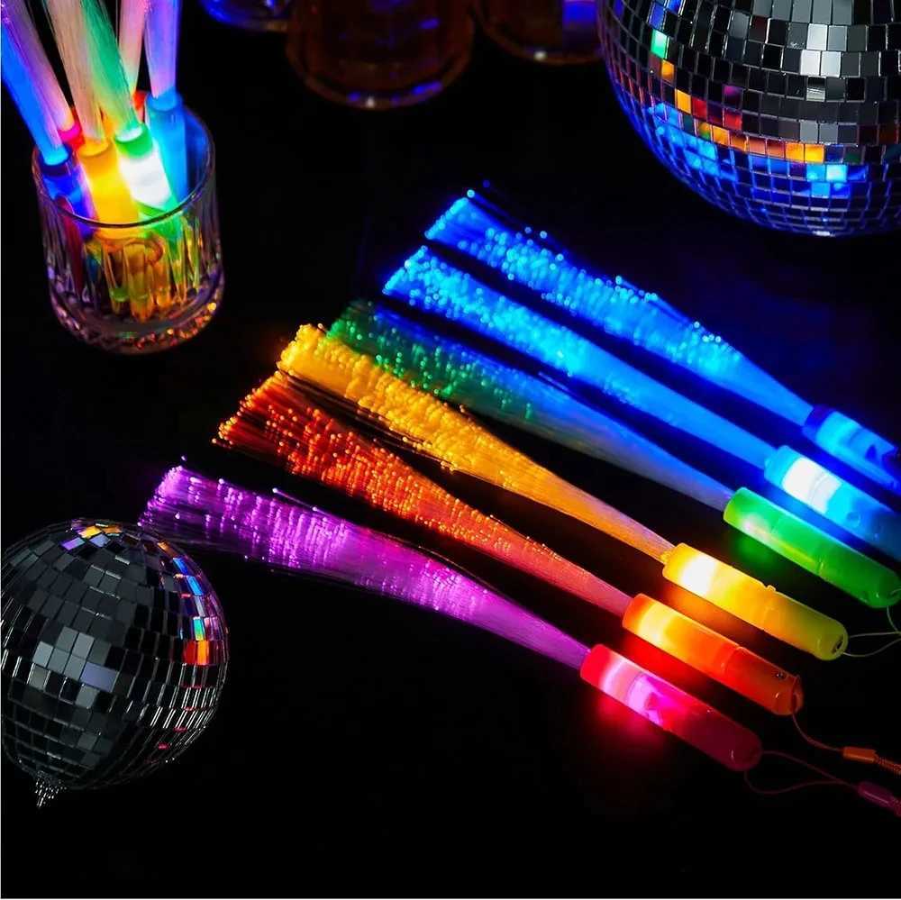 12/24/48Pcs Glow Fiber Wands Sticks LED Flashing Stick Light up Stick Colorful Fiber Optic Wands For Wedding Glow Party Favors W250528