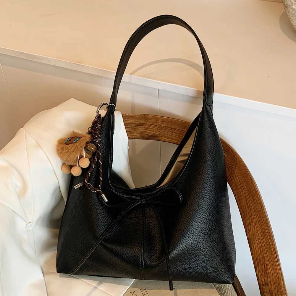 Hobo Bag PU Leather Solid Color Shoulder Bag for Women Bow Crescent Bag Trendy Mini Purse for Commuting Travel Y250528
