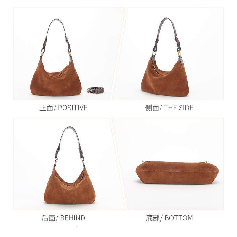 New Women's Niche Design Top Layer Matte Cowhide Baguette High-end Handbag Shoulder Underarm Bag