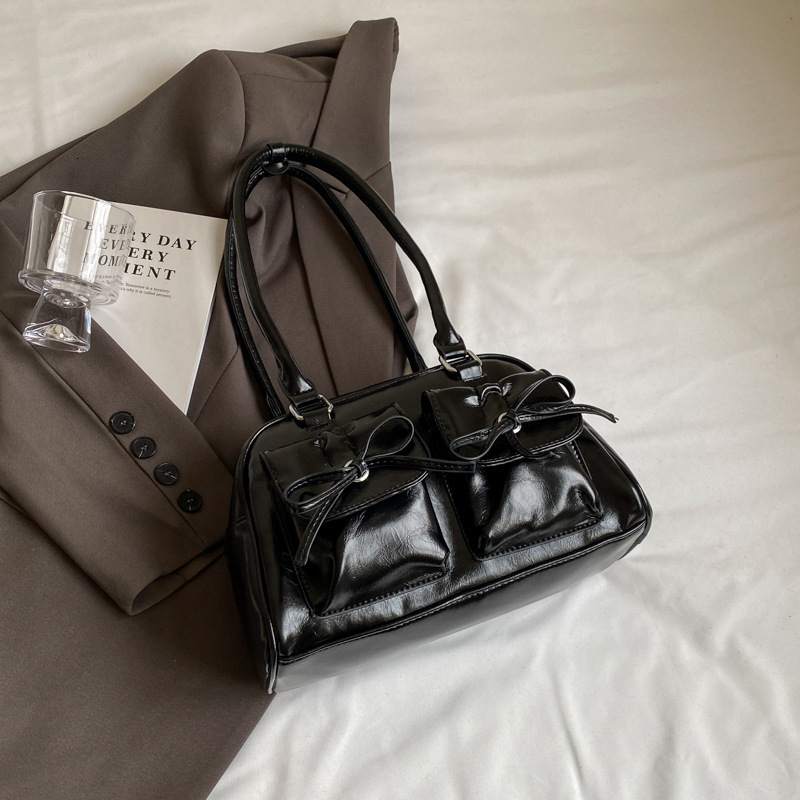 Free Shipping Designer Bag Large Capacity PU For Women 2025 New Ballet Style Bow Underarm Versatile Shoulder Bag Handbag